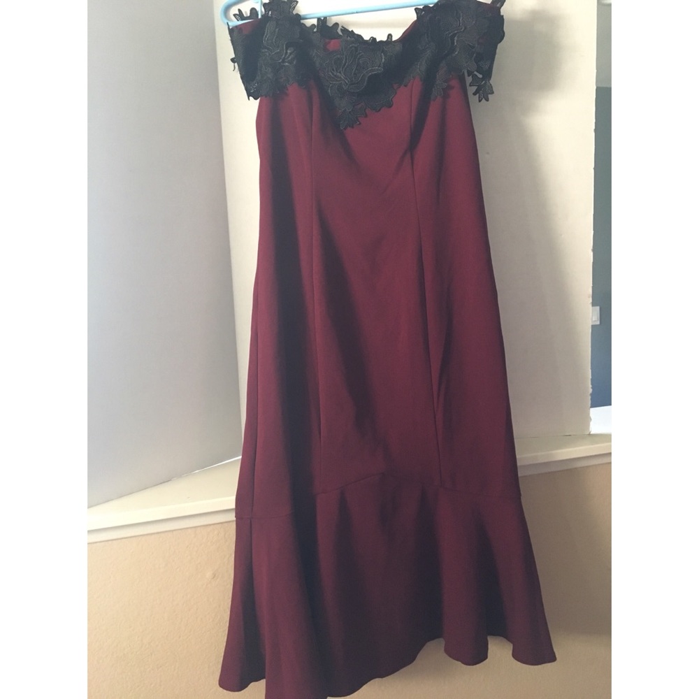 NWOT marina maroon off the shoulder dress